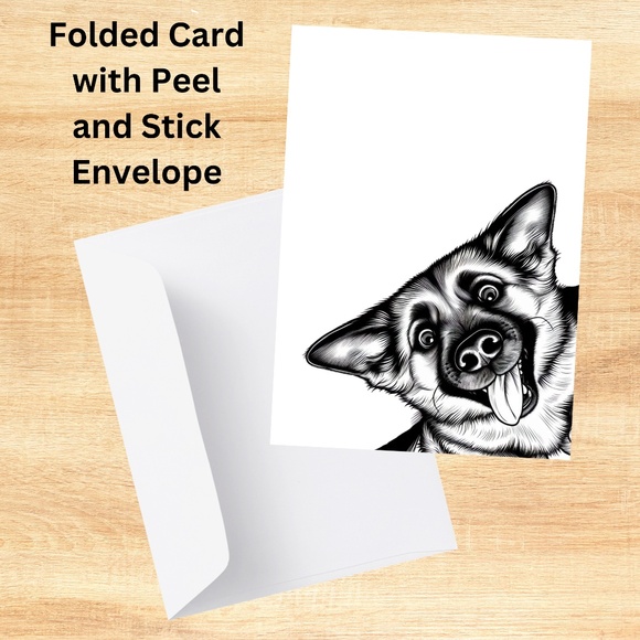 Whimsical German Shepherd Notecards with Peel and Stick Envelopes - Picture 3 of 10